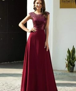 Ever-Pretty US Maxi Long A-Line Round Neckline Chiffon Party Dresses With Sequin