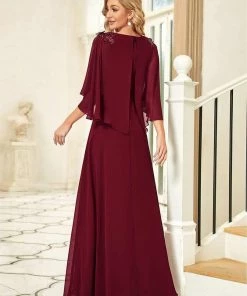 Ever-Pretty US Elegant V Neck Flowy Chiffon Bridesmaid Dresses With Wraps