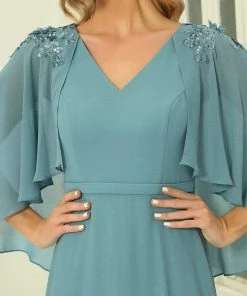 Ever-Pretty US Elegant V Neck Flowy Chiffon Bridesmaid Dresses With Wraps