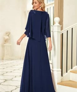 Ever-Pretty US Custom Size Elegant V Neck Chiffon Evening Dresses With Flowy Sleeves Summer Dresses 2022