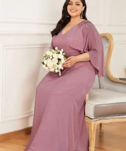 Ever-Pretty US Women's Plus Size Long Formal Bridesmaid Dress With Wraps SHOP BY OCCASION