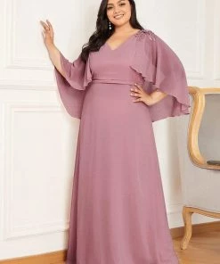 Ever-Pretty US Women's Plus Size Long Formal Bridesmaid Dress With Wraps SHOP BY OCCASION