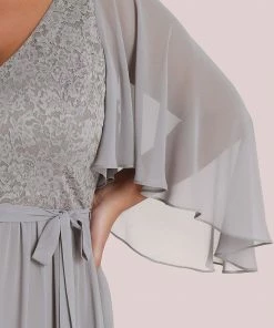 Ever-Pretty US Deep V Neck Lace Bodice Long Flowy Evening Dress