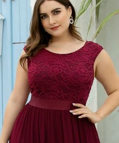 Ever-Pretty US Custom Size Classic Round Neck V Back Lace Bridesmaid Dress