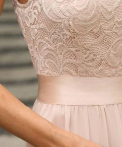 Ever-Pretty US Classic Round Neck V Back Lace Bodice Bridesmaid Dress