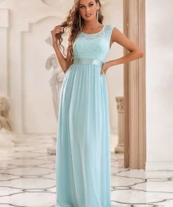 Ever-Pretty US Custom Size Classic Round Neck V Back Lace Bridesmaid Dress