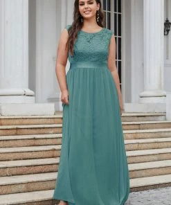 Ever-Pretty US Custom Size Classic Round Neck V Back Lace Bridesmaid Dress