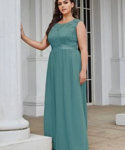 Ever-Pretty US Custom Size Classic Round Neck V Back Lace Bridesmaid Dress