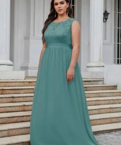 Ever-Pretty US Custom Size Classic Round Neck V Back Lace Bridesmaid Dress