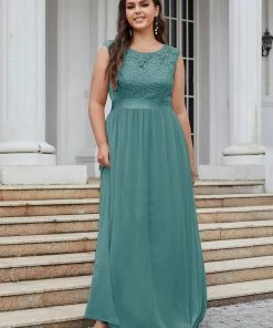 Ever-Pretty US Classic Round Neck Backless Lace Bodice Bridesmaid Dress SHOP BY OCCASION