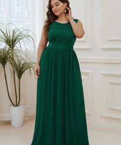 Ever-Pretty US Custom Size Classic Round Neck V Back Lace Bridesmaid Dress