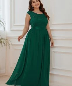 Ever-Pretty US Custom Size Classic Round Neck V Back Lace Bridesmaid Dress