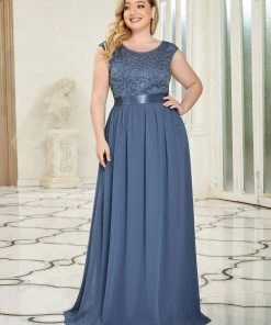 Ever-Pretty US Custom Size Classic Round Neck V Back Lace Bridesmaid Dress