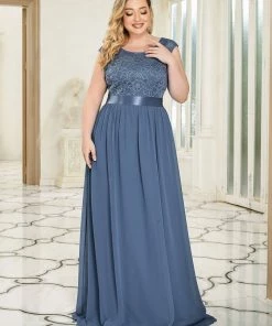 Ever-Pretty US Custom Size Classic Round Neck V Back Lace Bridesmaid Dress