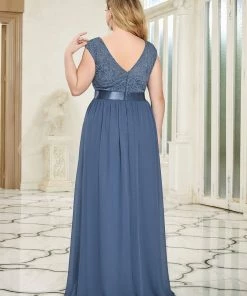 Ever-Pretty US Custom Size Classic Round Neck V Back Lace Bridesmaid Dress