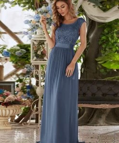 Ever-Pretty US Classic Round Neck Backless Lace Bodice Bridesmaid Dress SHOP BY OCCASION