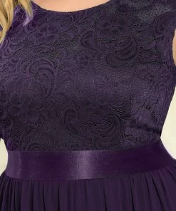 Ever-Pretty US Custom Size Classic Round Neck V Back Lace Bridesmaid Dress