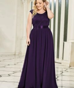 Ever-Pretty US Custom Size Classic Round Neck V Back Lace Bridesmaid Dress