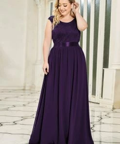 Ever-Pretty US Classic Round Neck Backless Lace Bodice Bridesmaid Dress SHOP BY OCCASION