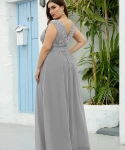 Ever-Pretty US Custom Size Classic Round Neck V Back Lace Bridesmaid Dress