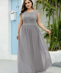 Ever-Pretty US Custom Size Classic Round Neck V Back Lace Bridesmaid Dress