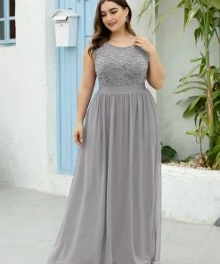 Ever-Pretty US Custom Size Classic Round Neck V Back Lace Bridesmaid Dress