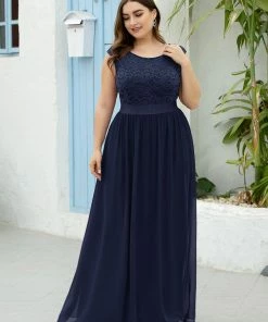 Ever-Pretty US Custom Size Classic Round Neck V Back Lace Bridesmaid Dress