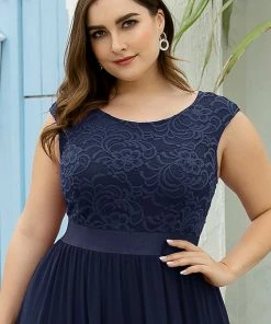 Ever-Pretty US Custom Size Classic Round Neck V Back Lace Bridesmaid Dress