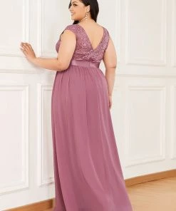 Ever-Pretty US Custom Size Classic Round Neck V Back Lace Bridesmaid Dress