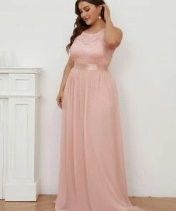 Ever-Pretty US Custom Size Classic Round Neck V Back Lace Bridesmaid Dress