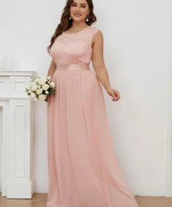 Ever-Pretty US Custom Size Classic Round Neck V Back Lace Bridesmaid Dress