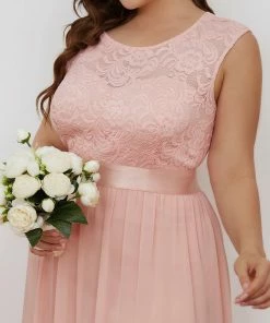 Ever-Pretty US Custom Size Classic Round Neck V Back Lace Bridesmaid Dress