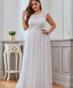Ever-Pretty US Custom Size Classic Round Neck V Back Lace Bridesmaid Dress
