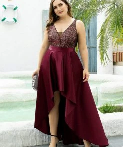 Ever-Pretty US Sparkly Plus Size Prom Dresses For Women With Asymmetrical Hems SHOP BY OCCASION