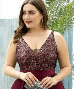 Ever-Pretty US Sparkly Plus Size Prom Dresses For Women With Asymmetrical Hems SHOP BY OCCASION