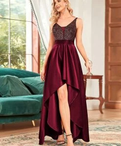 Ever-Pretty US Summer Dresses 2022 Custom Size Sparkly Bodice High Low Prom Dresses For Women