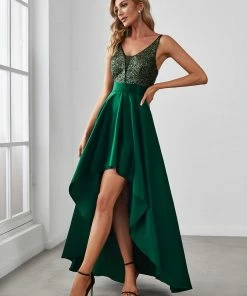 Ever-Pretty US Summer Dresses 2022 Custom Size Sparkly Bodice High Low Prom Dresses For Women