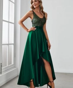 Ever-Pretty US SHOP BY OCCASION Sparkly Bodice High Low Prom Dresses For Women