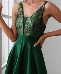 Ever-Pretty US Summer Dresses 2022 Custom Size Sparkly Bodice High Low Prom Dresses For Women