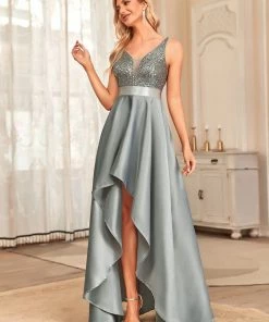 Ever-Pretty US Summer Dresses 2022 Custom Size Sparkly Bodice High Low Prom Dresses For Women
