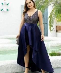 Ever-Pretty US Sparkly Plus Size Prom Dresses For Women With Asymmetrical Hems SHOP BY OCCASION