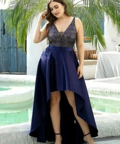 Ever-Pretty US Sparkly Plus Size Prom Dresses For Women With Asymmetrical Hems SHOP BY OCCASION