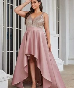 Ever-Pretty US Summer Dresses 2022 Custom Size Sparkly Bodice High Low Prom Dresses For Women