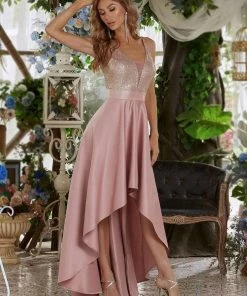 Ever-Pretty US SHOP BY OCCASION Sparkly Bodice High Low Prom Dresses For Women