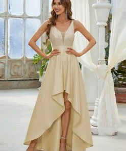 Ever-Pretty US Summer Dresses 2022 Custom Size Sparkly Bodice High Low Prom Dresses For Women