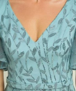 Ever-Pretty US Gorgeous V Neck Leaf-Sequined Fishtail Party Dress