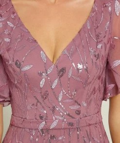 Ever-Pretty US Summer Dresses 2022 Custom Size Sparkly Embroidery Sequin V Neck Mermaid Evening Dress