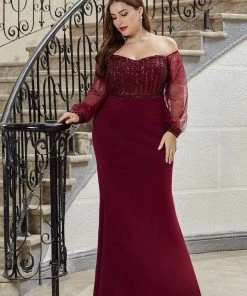 Ever-Pretty US Plus Size Long Tulle Sleeve Formal Evening Dresses SHOP BY OCCASION