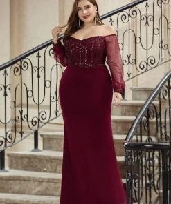 Ever-Pretty US Plus Size Long Tulle Sleeve Formal Evening Dresses SHOP BY OCCASION