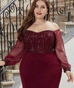 Ever-Pretty US Plus Size Long Tulle Sleeve Formal Evening Dresses SHOP BY OCCASION